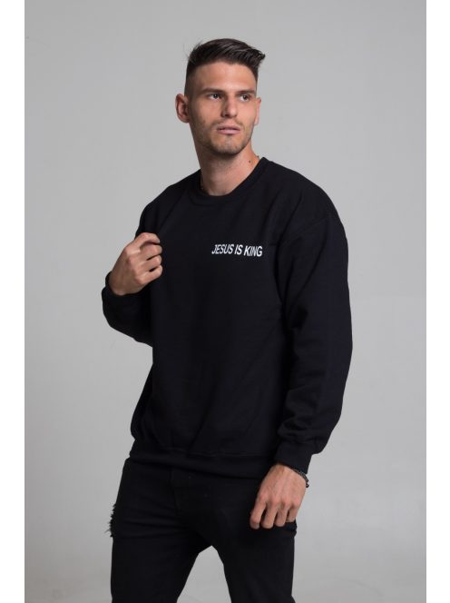 JESUS IS KING zwart unisex trui