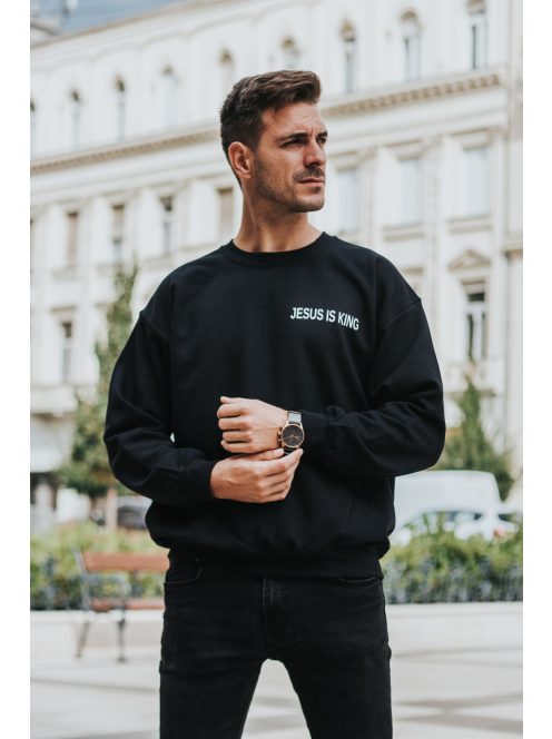 JESUS IS KING zwart unisex trui