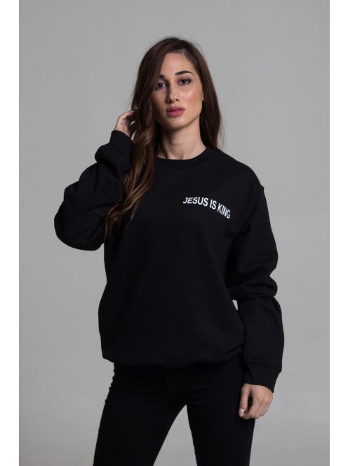 JESUS IS KING zwart unisex trui