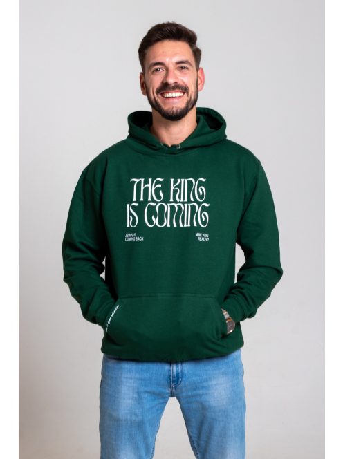 THE KING IS COMING glas groen unisex trui