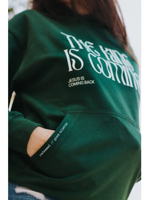 THE KING IS COMING glas groen unisex trui