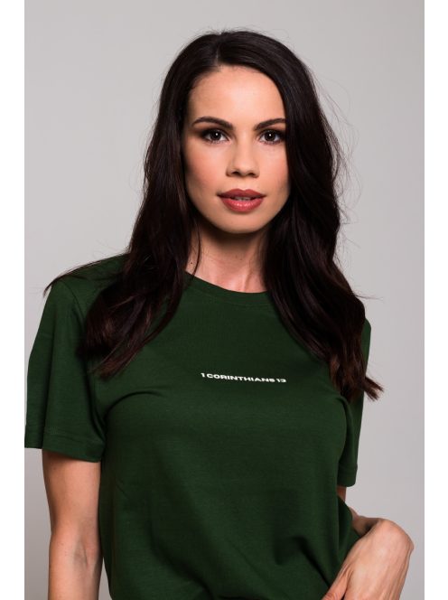 LOVE NEVER FAILS - 1CORINTHIANS 13 dark green unisex T-shirt
